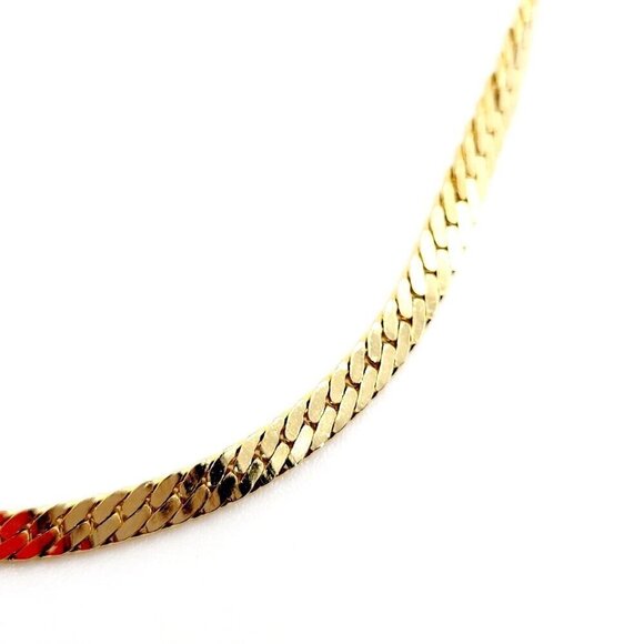 Vintage 3mm Herringbone Chain Bracelet Gold Tone 7.5" Made In Korea Timeless - Picture 2 of 6